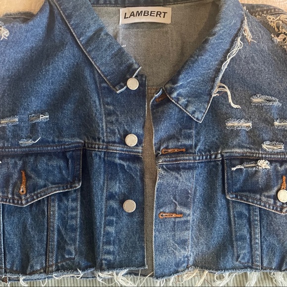 LAMBERT cropped, distressed denim jacket - Picture 3 of 7